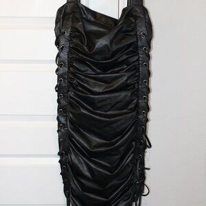 Leather Black Body Con Dress
